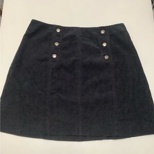 Hippie Rose Black Mini Skirt with Silver Button Accents